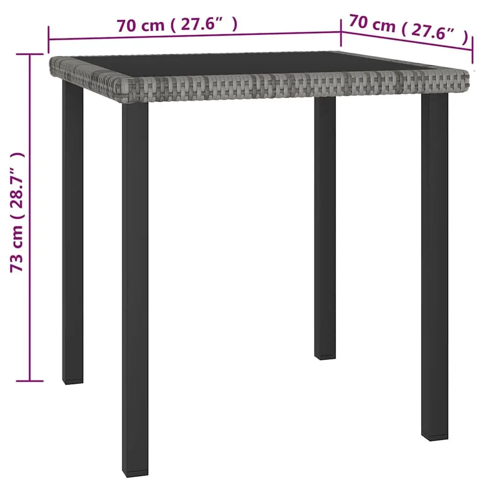 Garden Dining Set Grey 3 Piece Outdoor Furniture Table Chairs Rattan