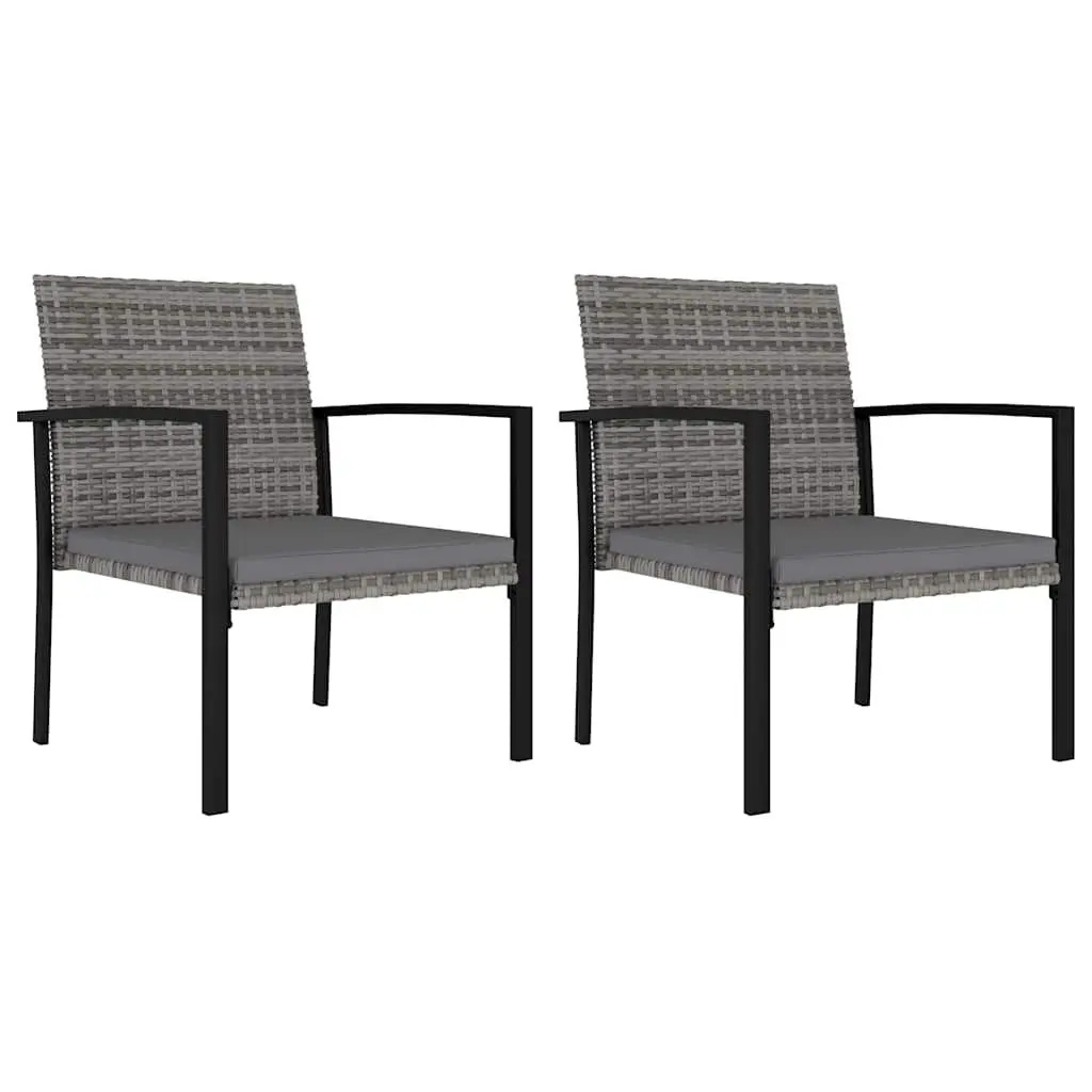 Garden Dining Set Grey 3 Piece Outdoor Furniture Table Chairs Rattan