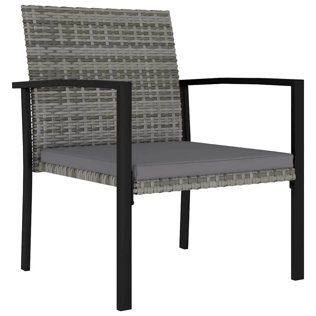 Garden Dining Set Grey 3 Piece Outdoor Furniture Table Chairs Rattan