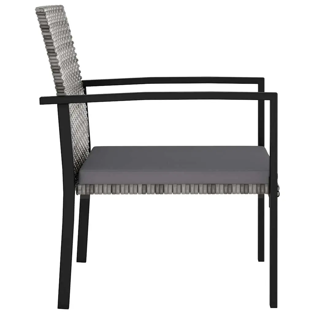 Garden Dining Set Grey 3 Piece Outdoor Furniture Table Chairs Rattan