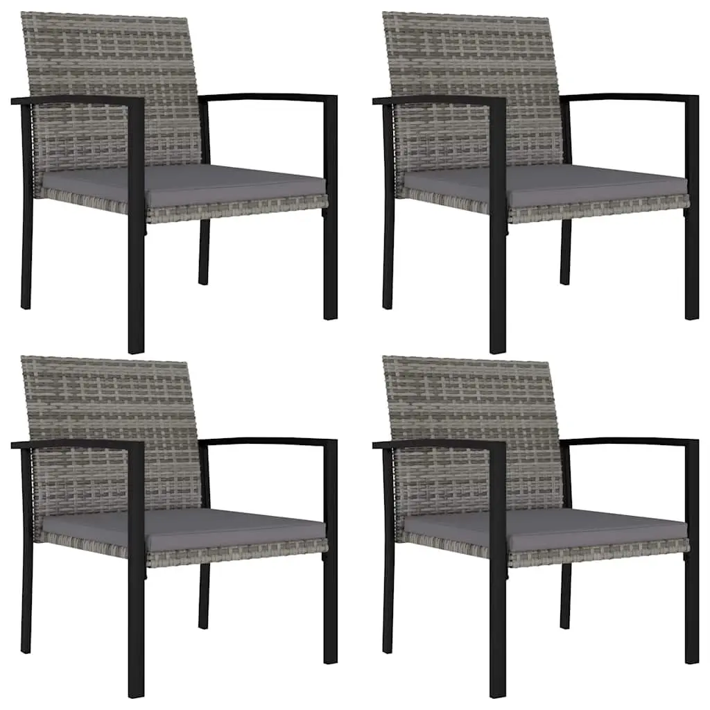 5 Piece Garden Dining Set Poly Rattan Grey Outdoor Furniture Patio Table Chairs