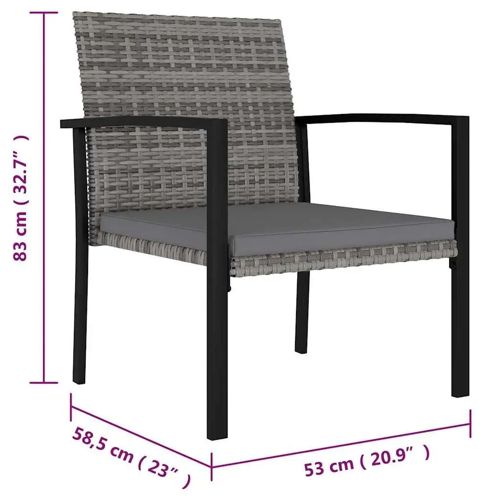5 Piece Outdoor Dining Set Grey Poly Rattan Garden Patio Table Chairs