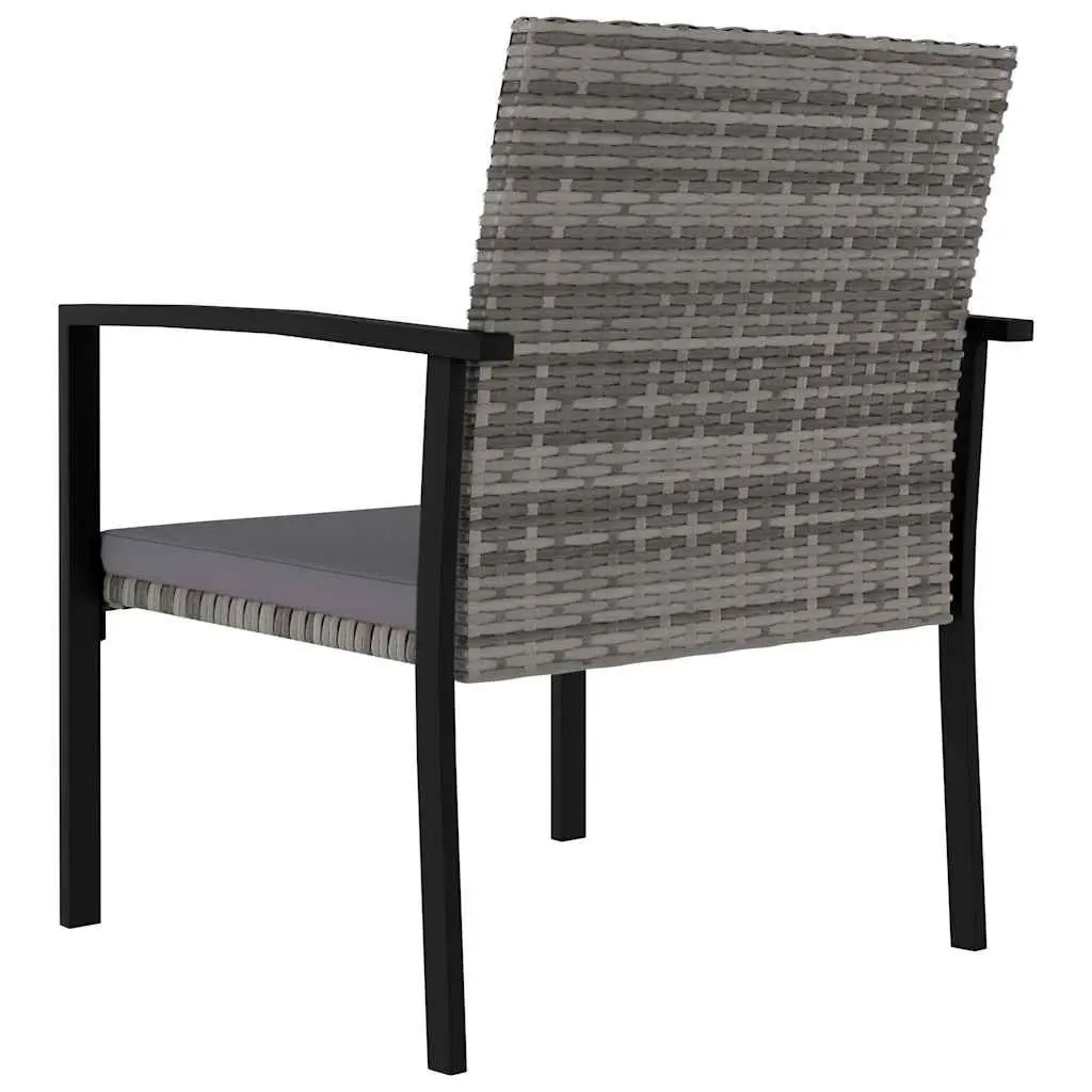 5 Piece Outdoor Dining Set Grey Poly Rattan Garden Patio Table Chairs