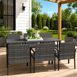 Sturdy and Stylish 7 Piece Grey Garden Dining Set