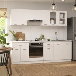 Kitchen Cabinet Set 8 Piece White Engineered Wood Storage Cupboard Organiser