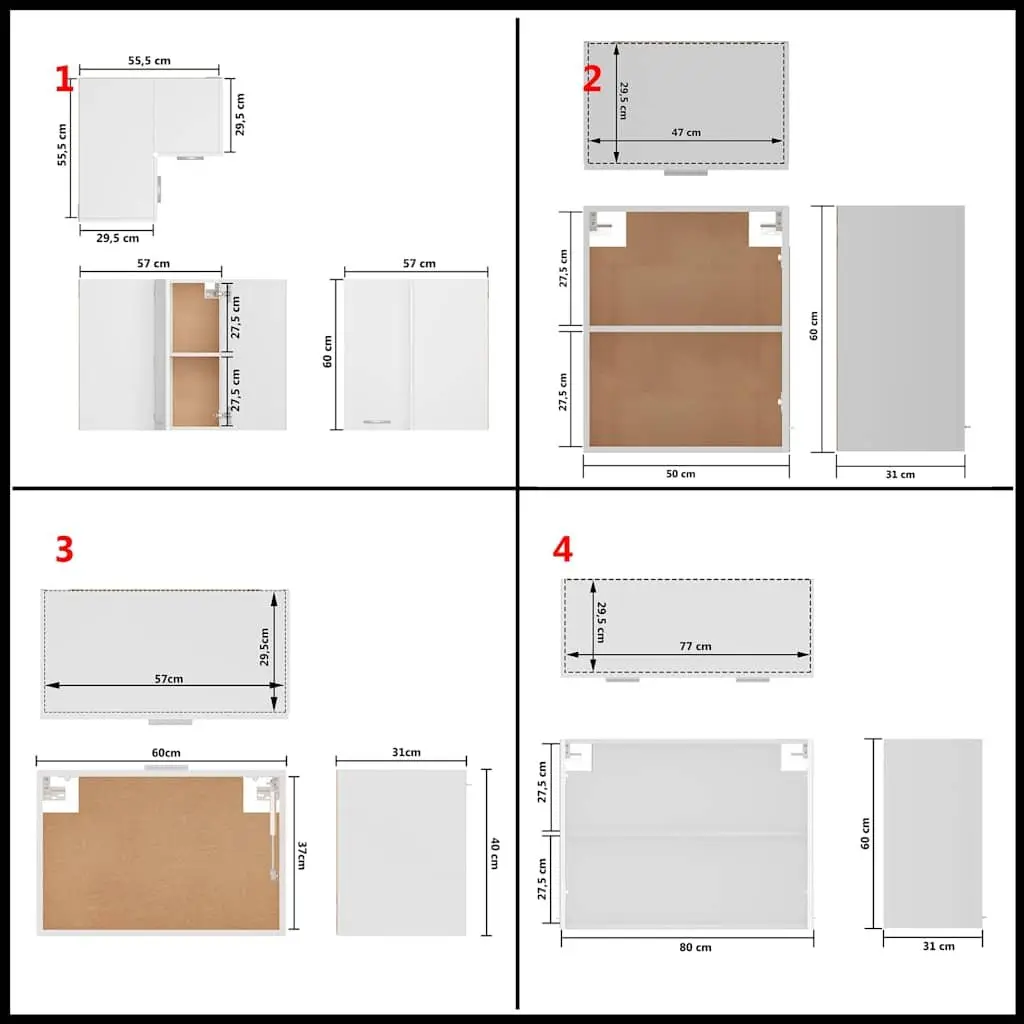 11 Piece Engineered Wood Cabinet Set White Storage Organiser for Kitchen
