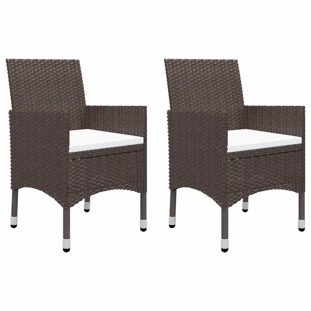 Garden Dining Set 3 Piece Outdoor Table Chairs Brown Acacia Wood Rattan