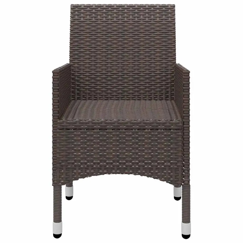 Garden Dining Set 3 Piece Outdoor Table Chairs Brown Acacia Wood Rattan