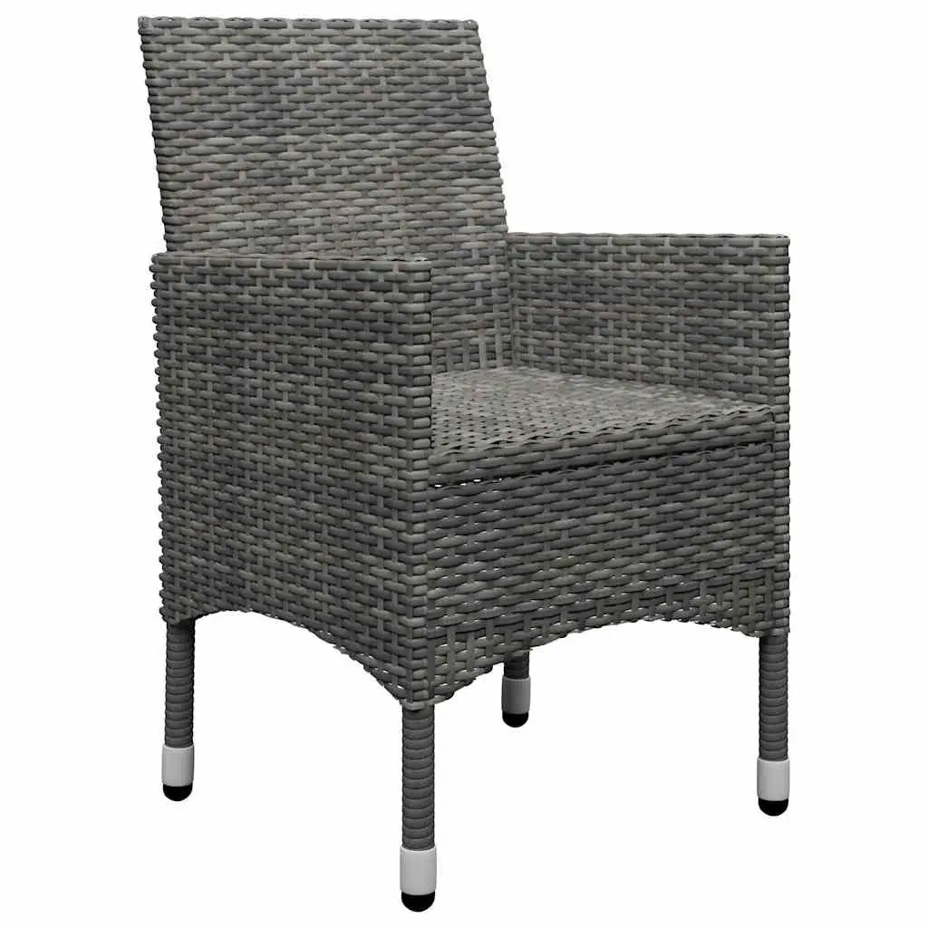 Grey Acacia Wood Table 5 Piece Garden Dining Set with Rattan Chairs and Cushions for Outdoor Use