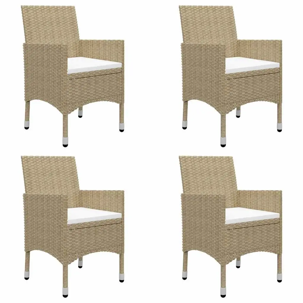 Garden Dining Set 5 Piece Outdoor Furniture Table Chairs Beige Rattan