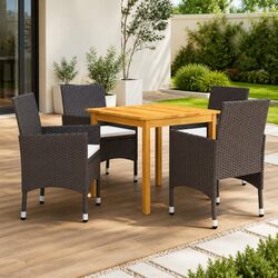 Garden Dining Set 5 Piece Outdoor Furniture Brown Table Chairs with Cushions