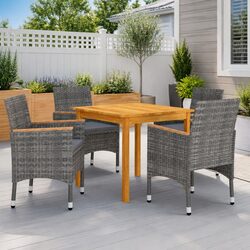 Compact 5-Piece Outdoor Dining Set in Grey Rattan