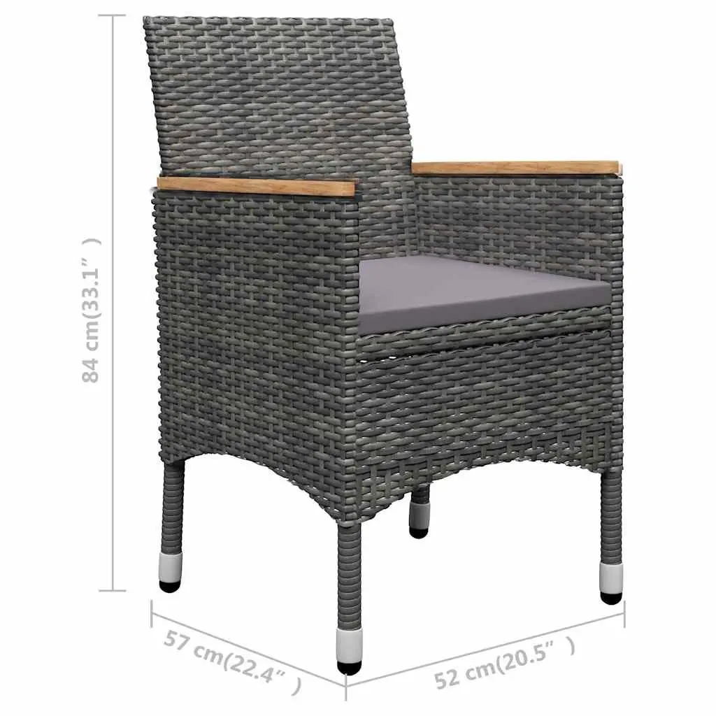 Garden Dining Set Grey 5 Piece Outdoor Furniture Table Chairs Stools