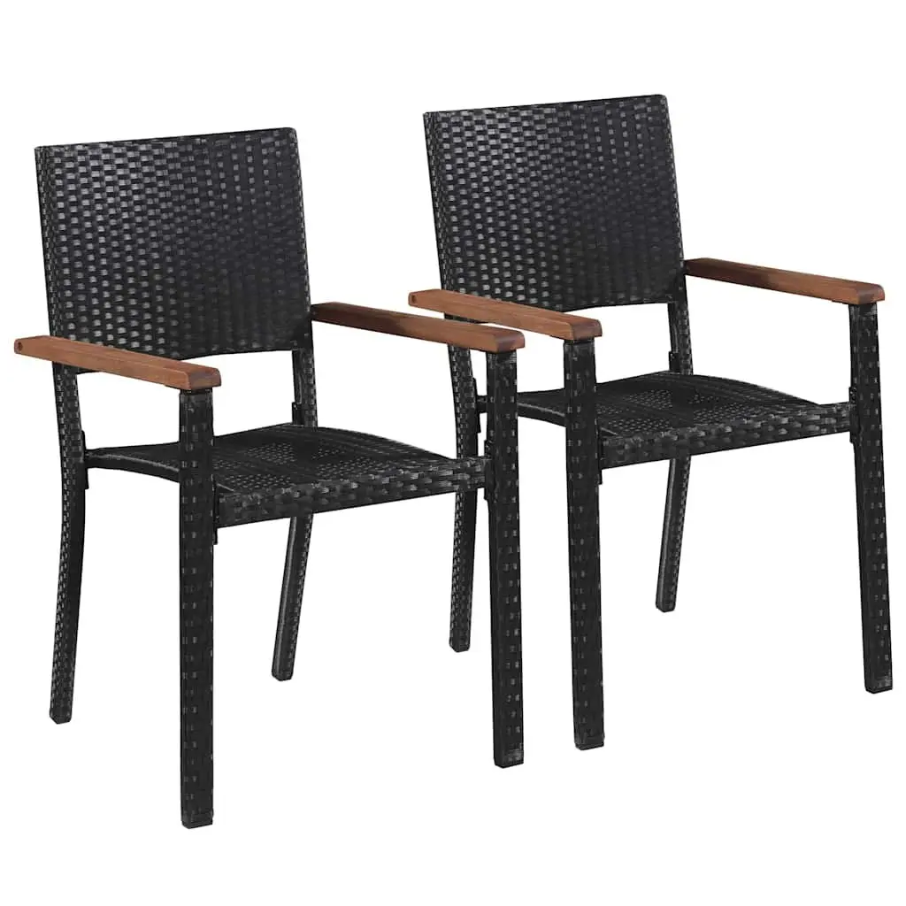 Garden Dining Set Black 3 Piece Outdoor Table Chairs PE Rattan