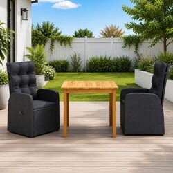 Concise 3 Piece Garden Dining Set for Outdoor Use