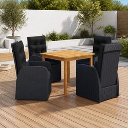 Garden Dining Set 5 Piece Outdoor Table Chairs Black Patio Furniture