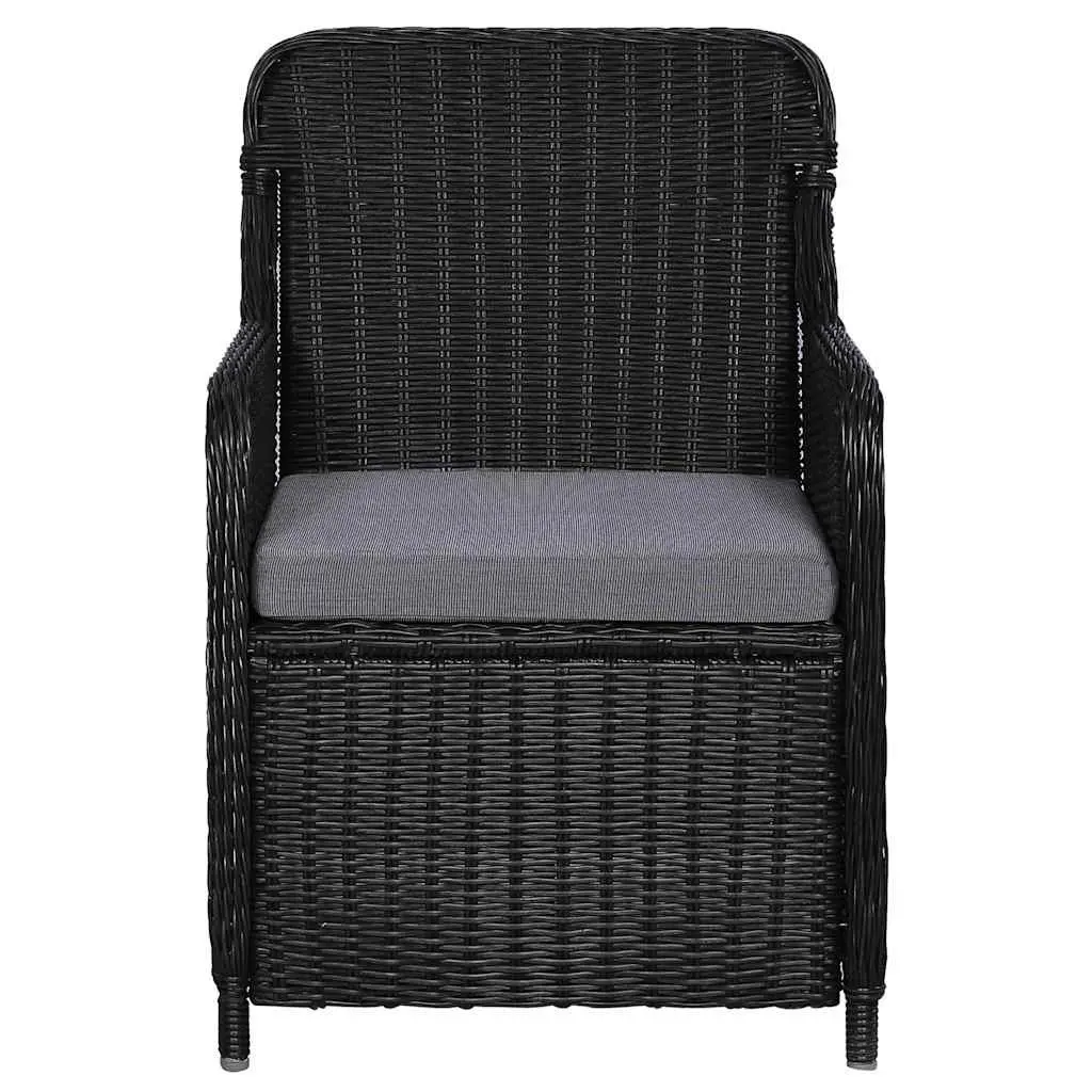 Garden Dining Set 3 Piece Outdoor Table Chairs Black Acacia Wood Rattan