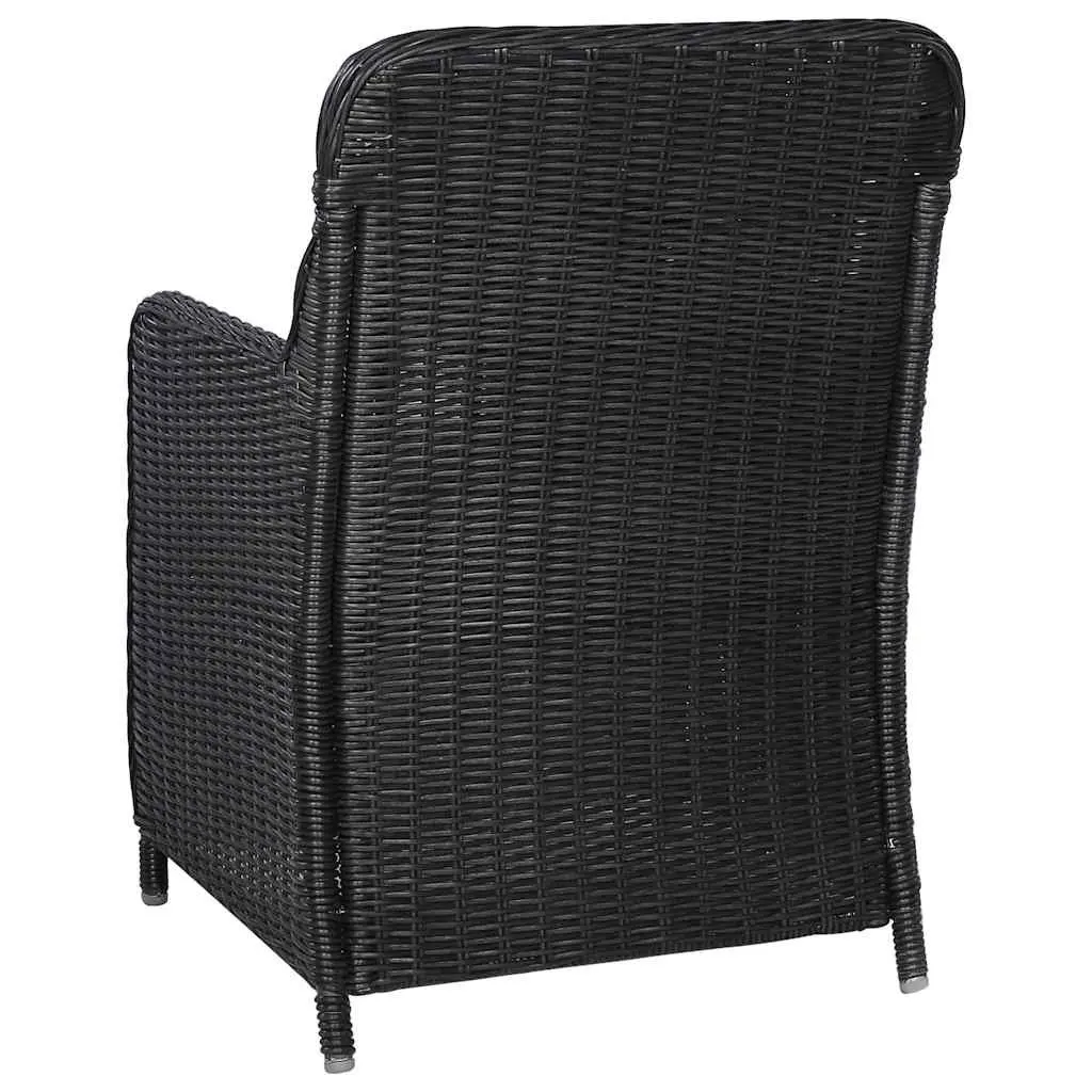 Garden Dining Set 3 Piece Outdoor Table Chairs Black Acacia Wood Rattan