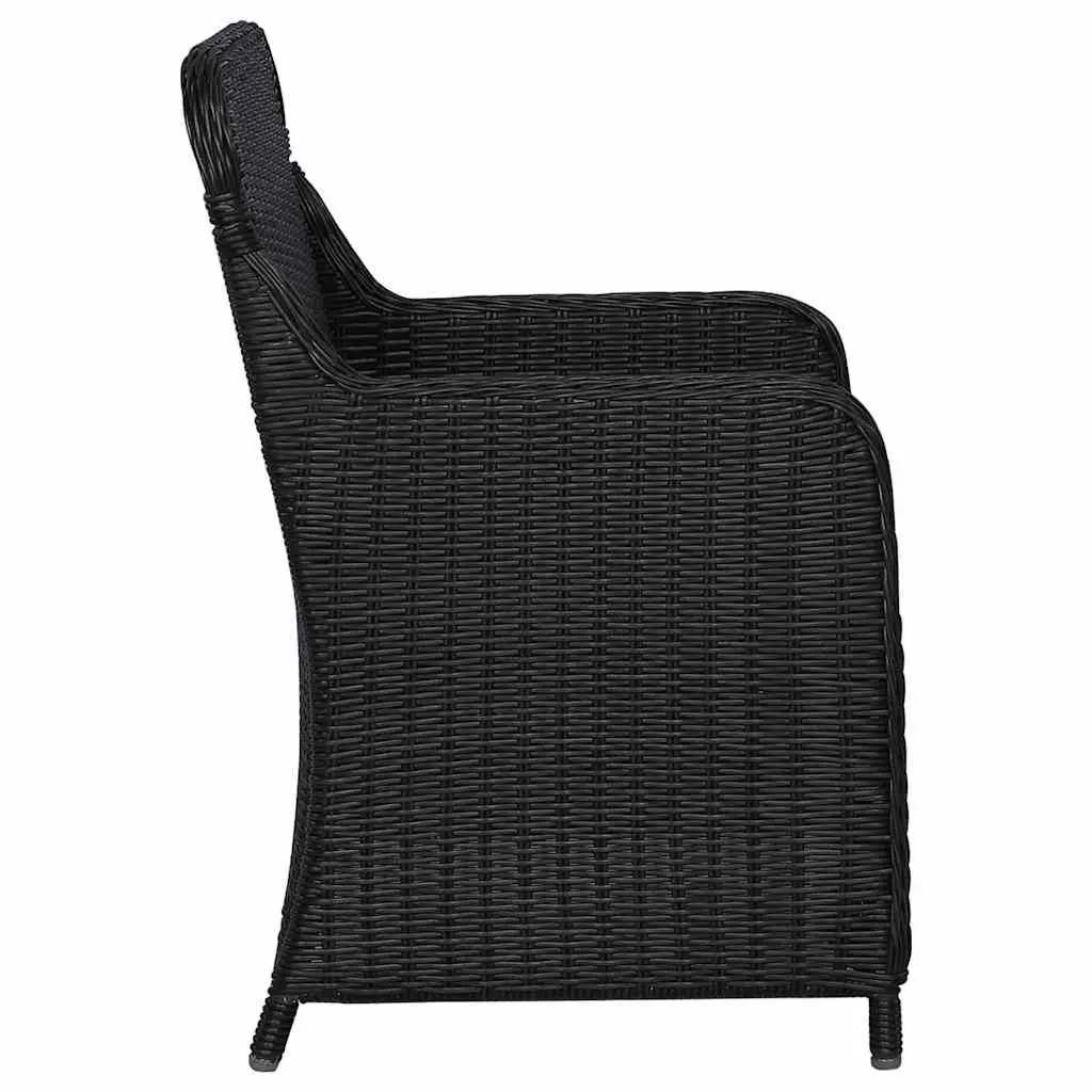 Garden Dining Set 3 Piece Outdoor Table Chairs Black Acacia Wood Rattan