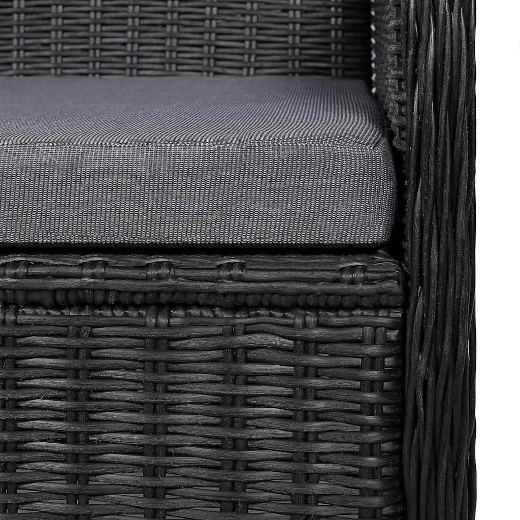 Garden Dining Set 3 Piece Outdoor Table Chairs Black Acacia Wood Rattan