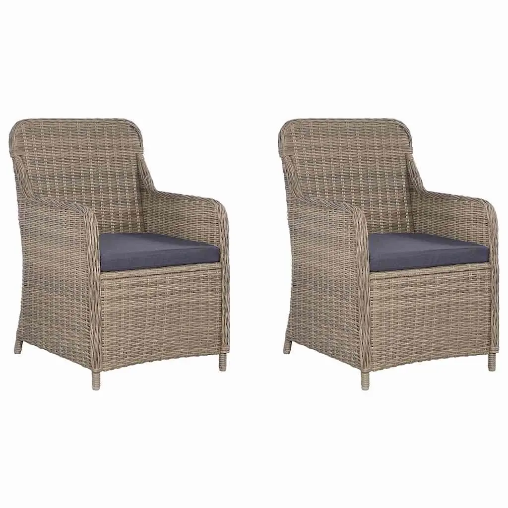 Garden Dining Set 3 Piece Brown Outdoor Furniture Acacia Wood Rattan Chairs