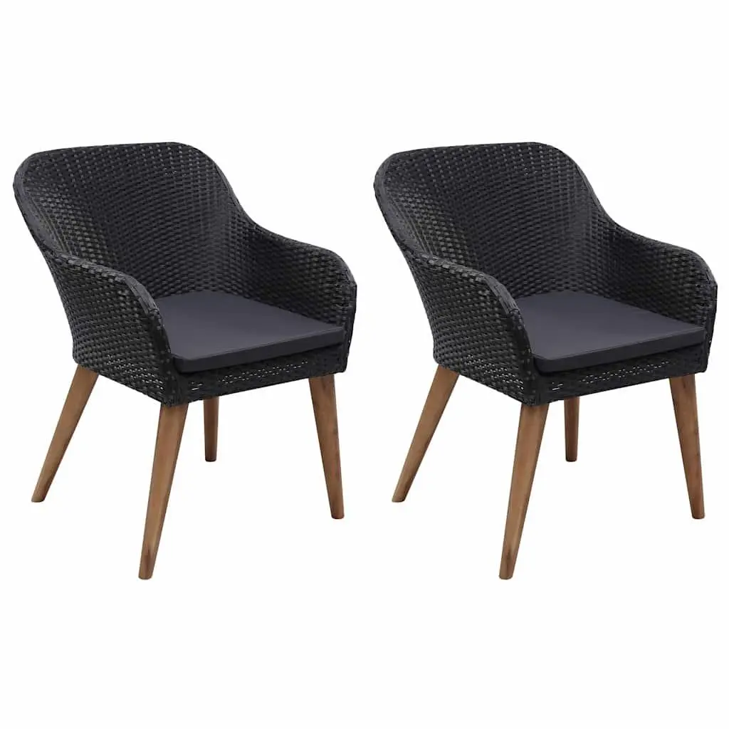 Garden Dining Set 3 Piece Outdoor Furniture Table Chairs Black