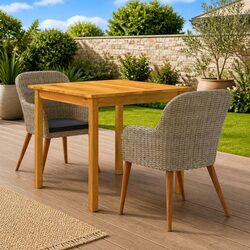 Acacia Wood Outdoor Dining Set - 3 Pieces for Comfort