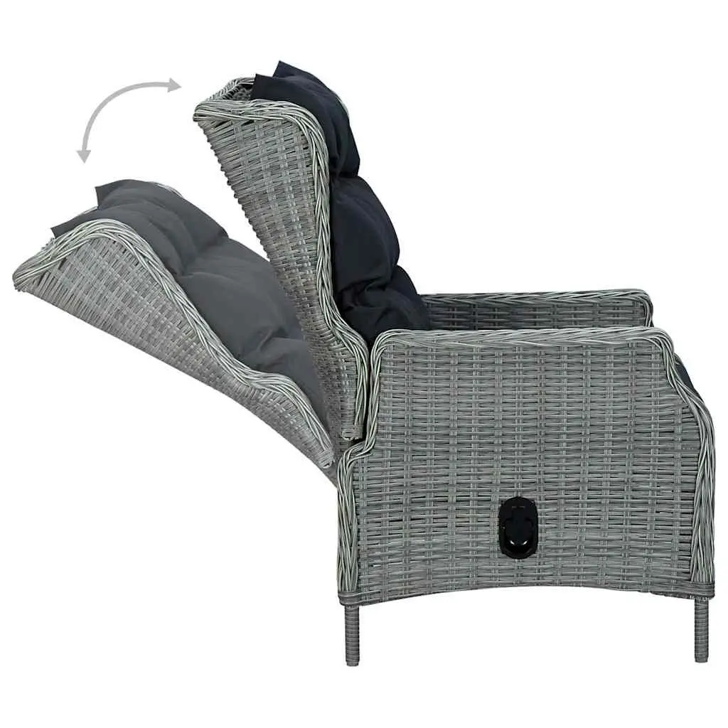 Garden Dining Set 3 Piece Outdoor Table Chairs Grey Patio Furniture
