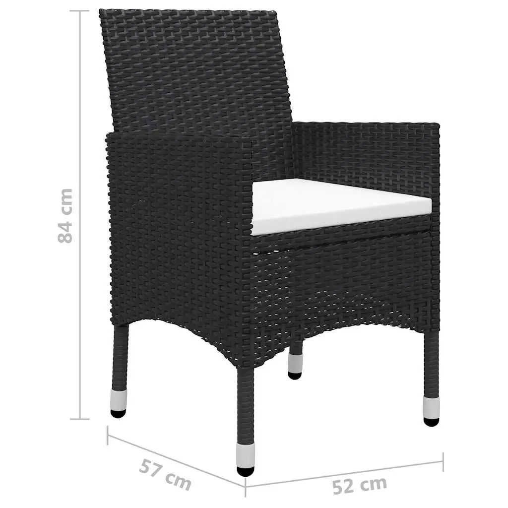 Garden Dining Set 5 Piece Black Outdoor Table Chairs Patio Furniture