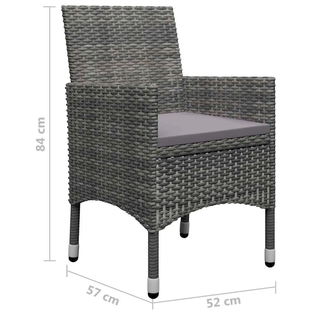 Garden Dining Set 5 Piece Outdoor Table Chairs Grey PE Rattan Steel Frame