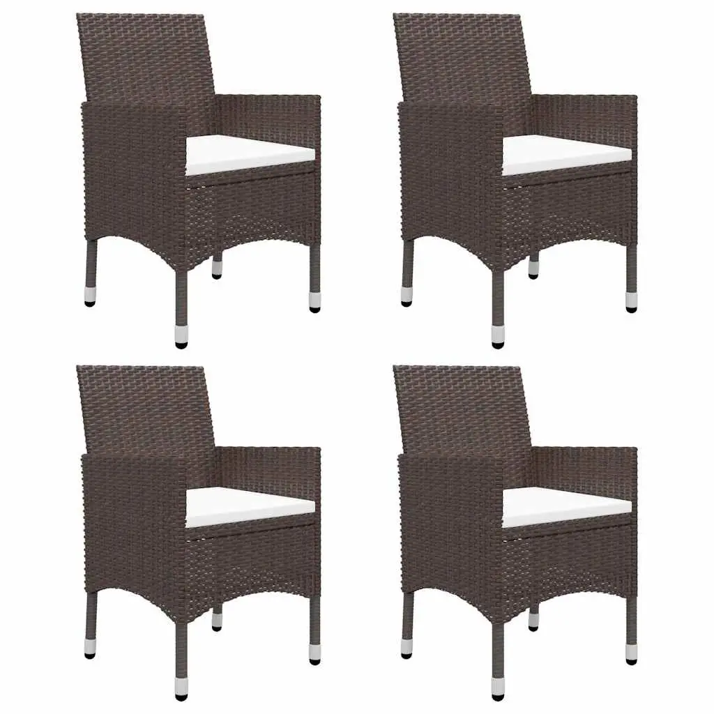 5 Piece Outdoor Dining Set with Cushions Brown Ergonomic Comfort Durable Acacia Wood Table and Steel Frame