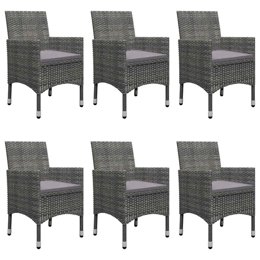 Garden Dining Set 7 Piece Outdoor Table Chairs Grey Rattan Furniture Patio