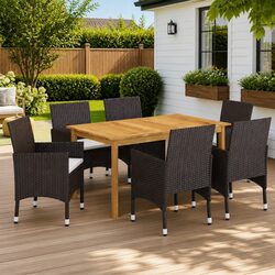 Compact 7-Piece Outdoor Dining Set in Brown