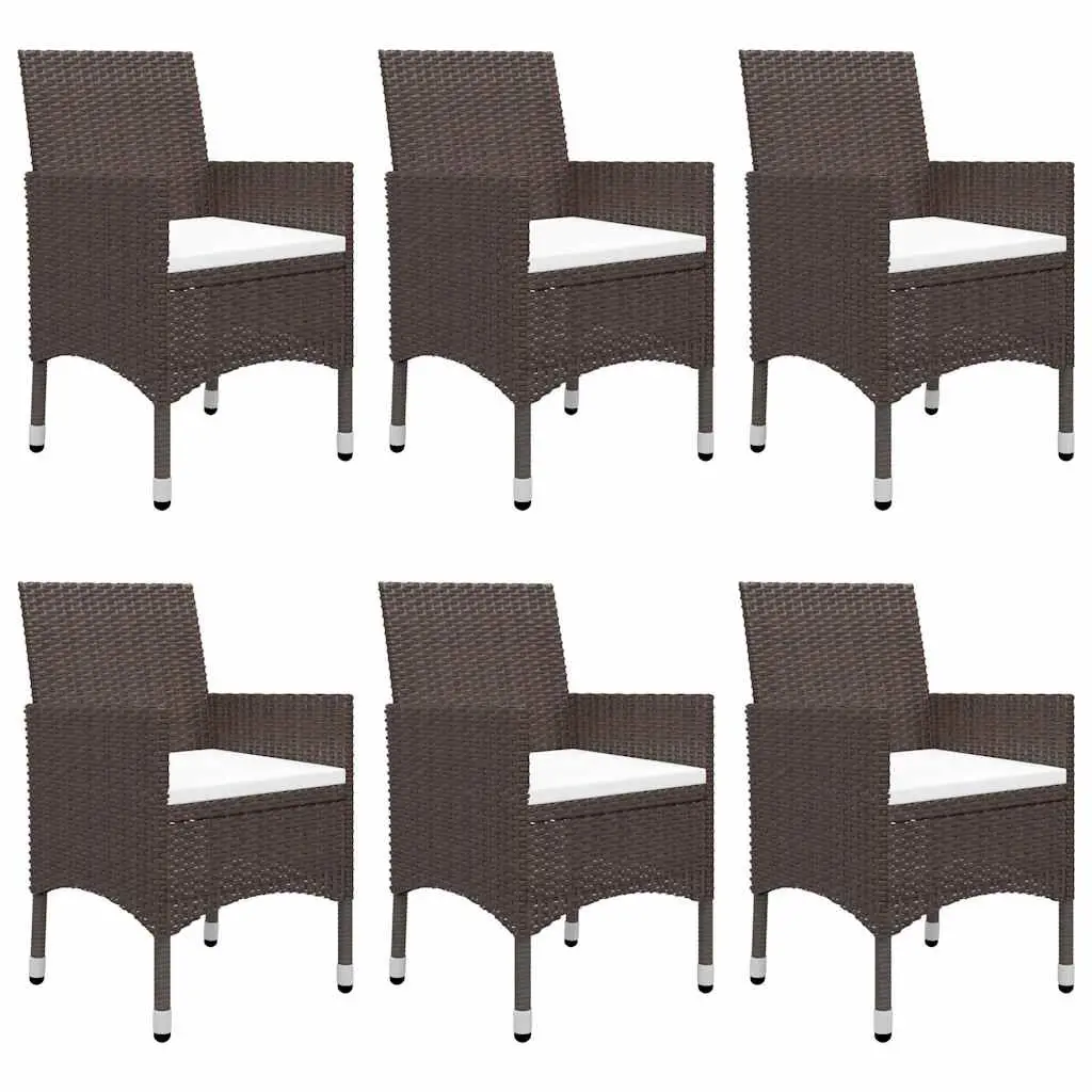 Garden Dining Set Brown 7 Piece Acacia Wood Table Chairs Weather Resistant PE Rattan