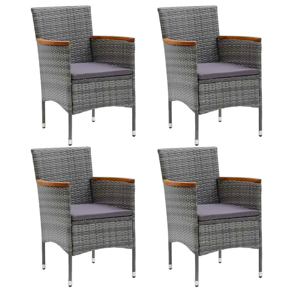 5 Piece Grey Rattan Garden Dining Set for Relaxed Dining