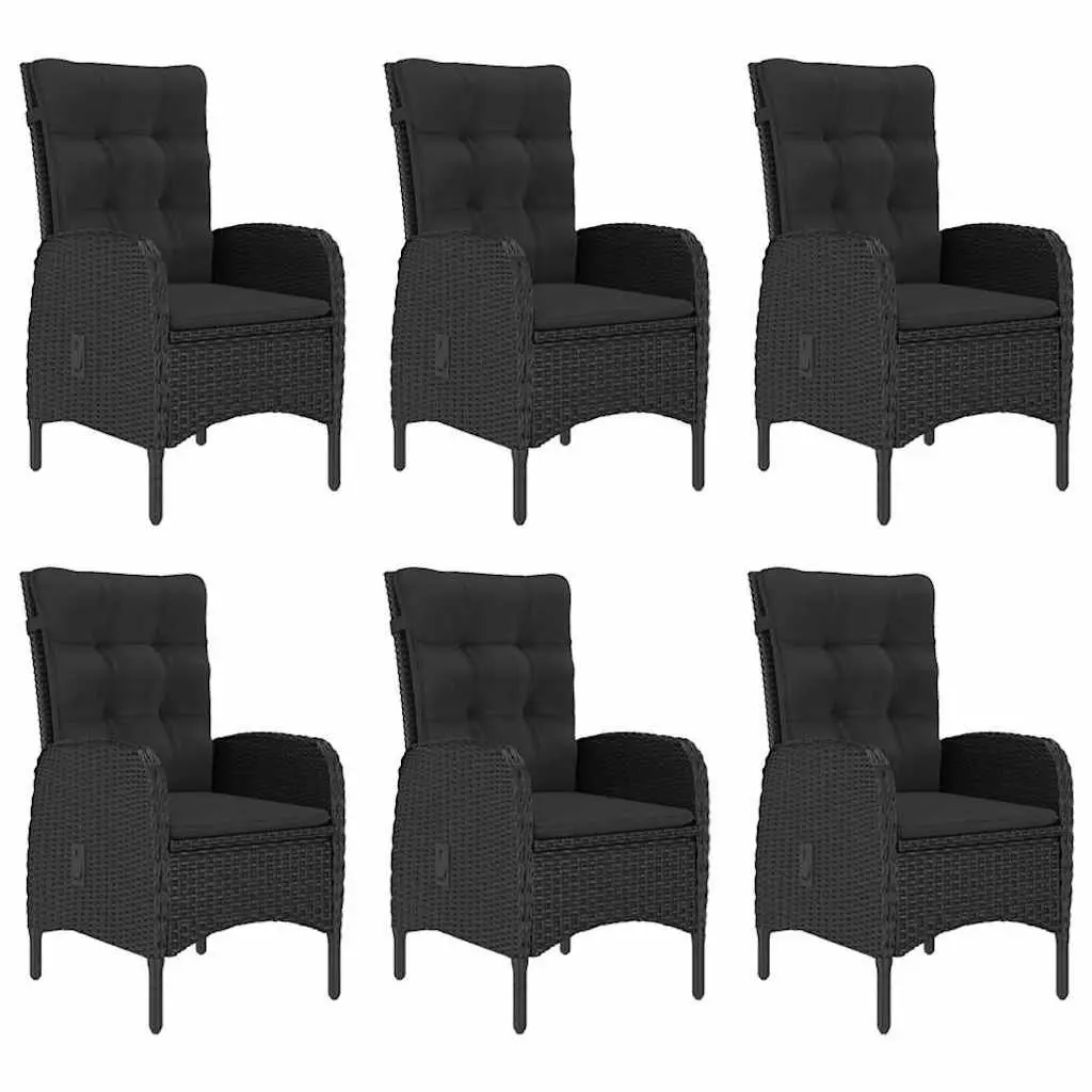Garden Dining Set 7 Piece Outdoor Table Chairs Black Acacia Wood Rattan