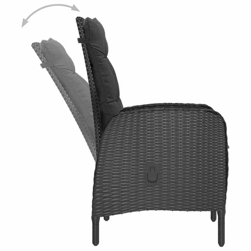 Garden Dining Set 7 Piece Outdoor Table Chairs Black Acacia Wood Rattan
