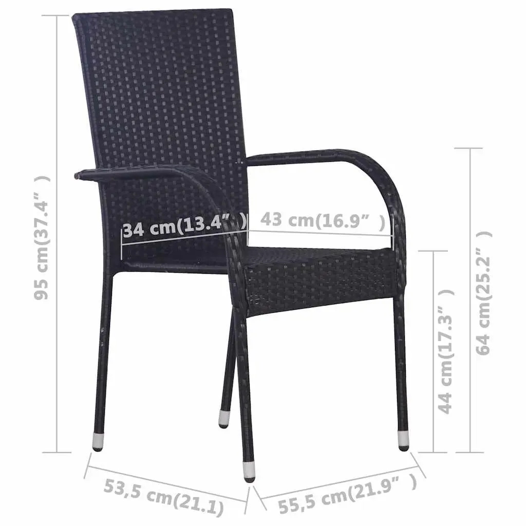 5 Piece Garden Dining Set Black Acacia Wood Table Steel Frame Chairs