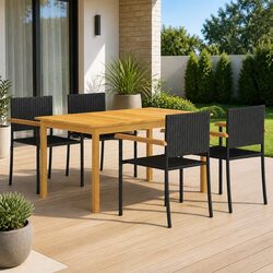 Compact 5 Piece Outdoor Dining Set: Table & 4 Chairs