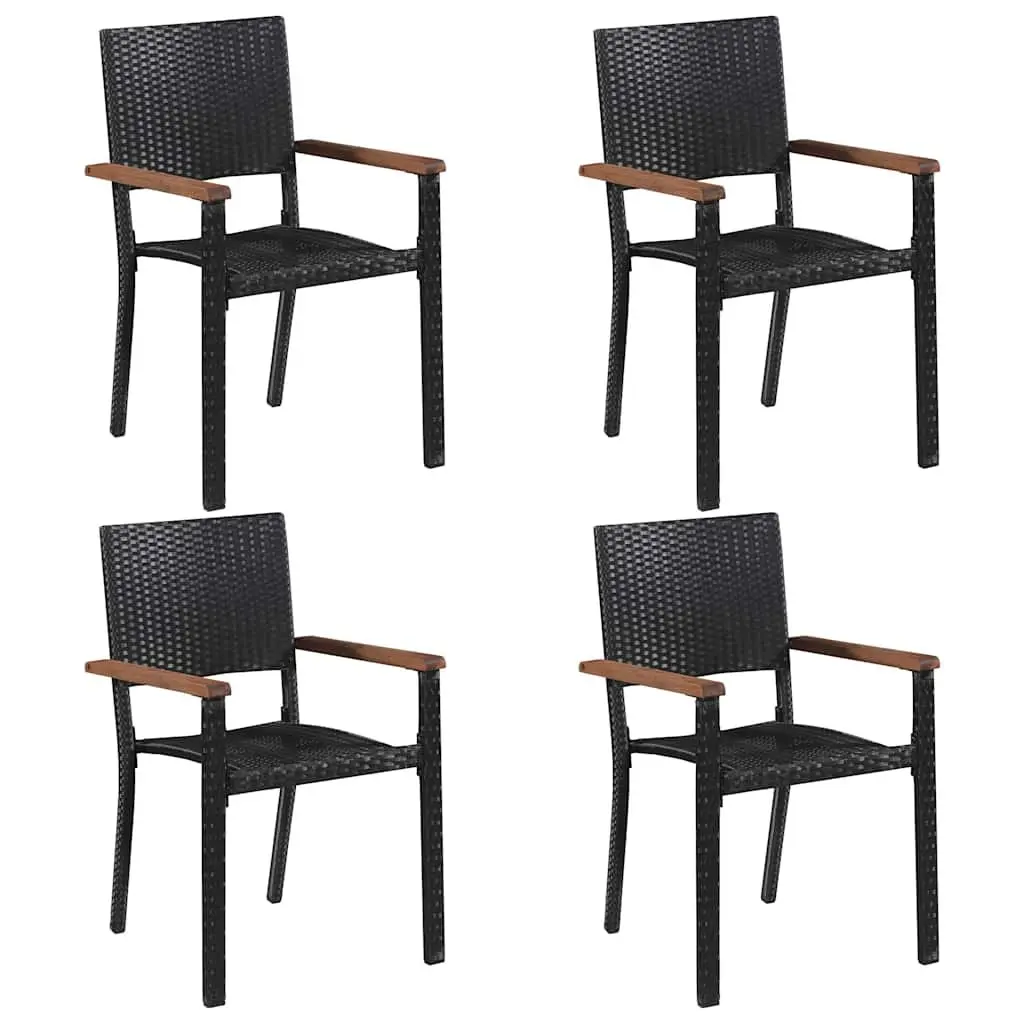 5 Piece Outdoor Dining Set Black Durable Garden Table Chairs Patio Furniture