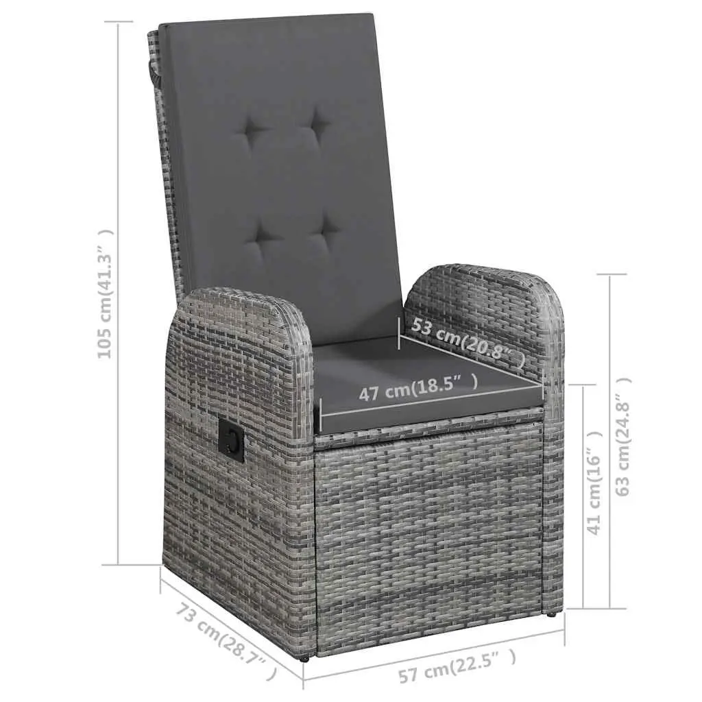 Garden Dining Set Grey 7 Piece Weather-Resistant Outdoor Table Chairs