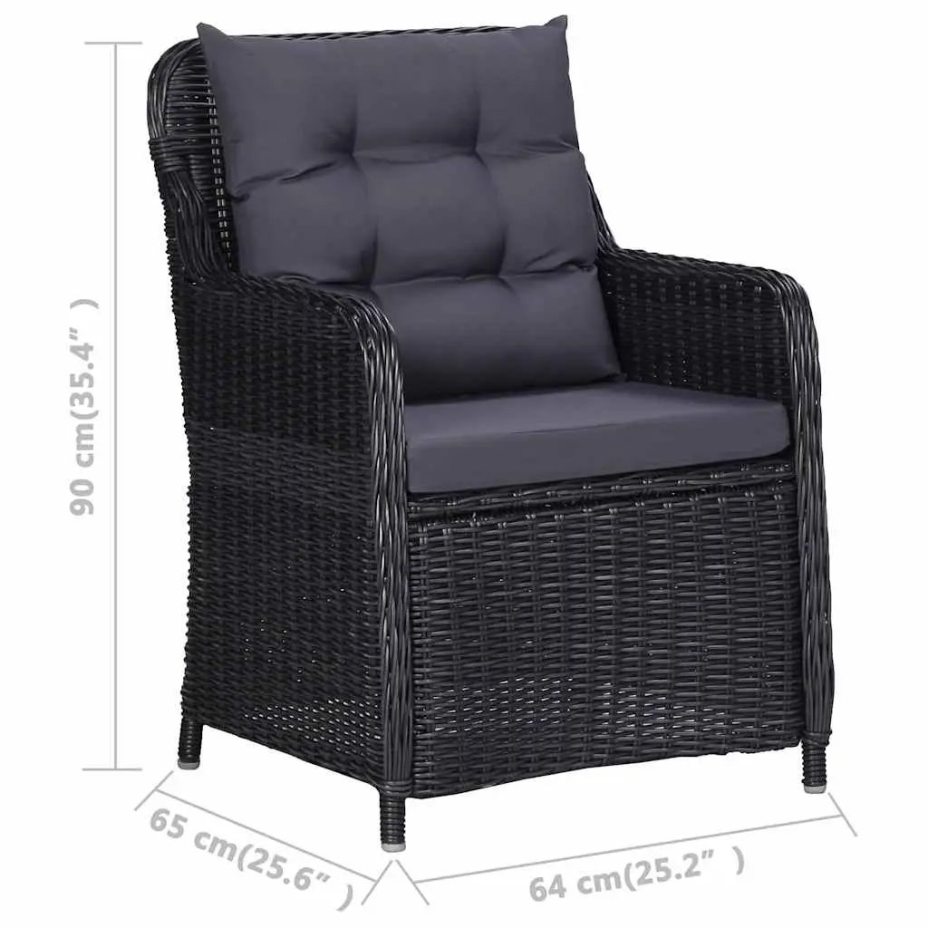 Outdoor Dining Set Black 5 Piece Garden Furniture Table Chairs Rattan
