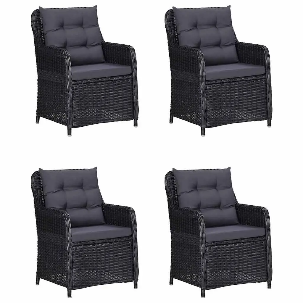 Outdoor Dining Set Black 5 Piece Garden Furniture Table Chairs Rattan
