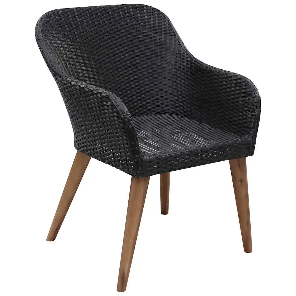 Black Rattan Outdoor Dining Set 5 Piece Cushioned Table and Chairs for Garden and Patio