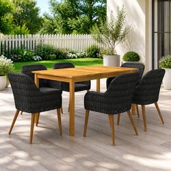 Compact 7-Piece Acacia Wood Dining Set for Outdoors