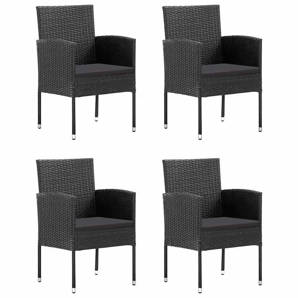 Garden Dining Set 5 Piece Outdoor Furniture Table Chairs with Cushions Black