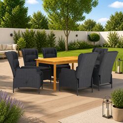 Garden Dining Set 7 Piece Outdoor Table Chair Patio Furniture Grey