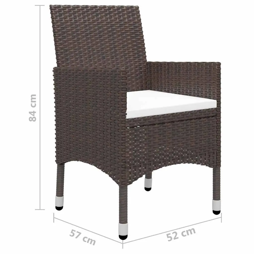 7 Piece Garden Dining Set Outdoor Table Chairs Rattan Brown Patio Furniture