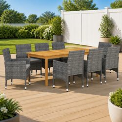 Compact 9-Piece Garden Dining Set for Outdoor Spaces