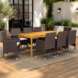 9 Piece Brown Garden Dining Set